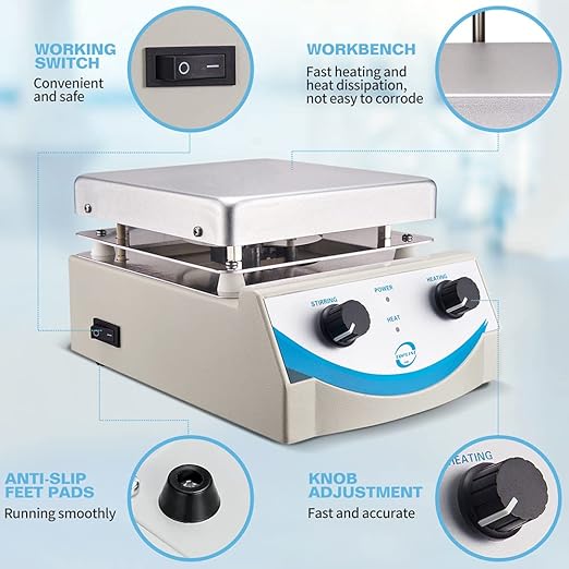 SH-3 Hot Plate Magnetic Stirrer 5000ml Volume with Dual Control and 1 Inch Stir Bar
