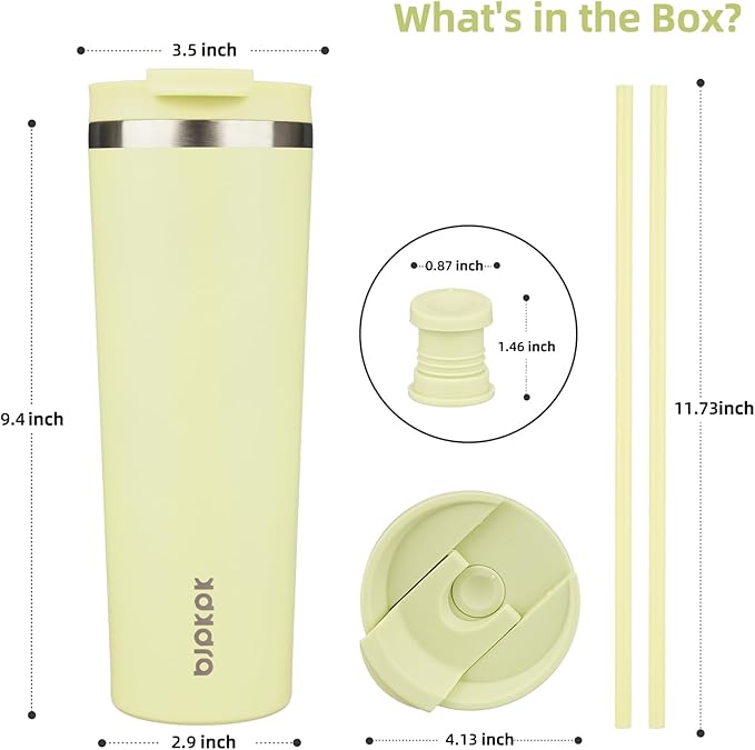 BJPKPK 30oz Insulated Tumbler With lid And Straw Stainless Steel Tumblers Travel Coffee Mug Reusable Thermal Cup,Macaron Green