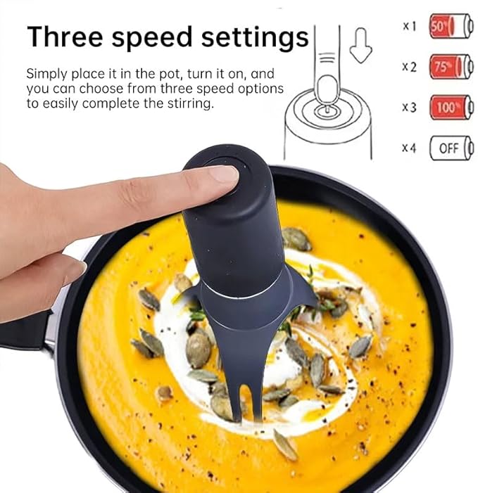 Automatic Pot Stirrer with 3 Speed Settings Hands-Free Electric Self Stirring Kitchen Tool for Sauce, Soup & Gravy, Battery Operated Smart Cooking Gadget, Heat Resistant & Dishwasher Safe