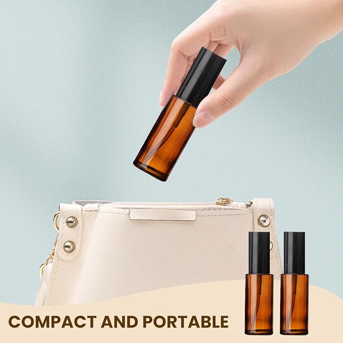 2 Pcs 120 ml / 4 oz Amber Glass Spray Bottles Empty Refillable Fine Mist Spray Bottle Cosmetic Storage Containers for Essential Oil Aromatherapy Makeup Travel (60ML/2OZ)