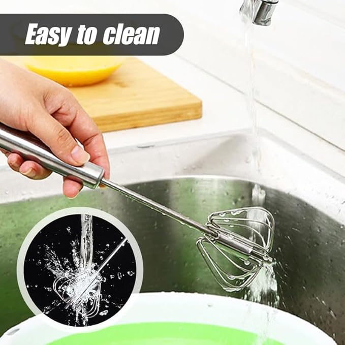 Stainless Steel Semi-Automatic Whisk, 2026 New Stainless Steel Egg Whisk Hand Push Rotary Whisk Blender, Hand Push Mixer Stirrer Tool for Cooking Kitchen Home Egg Milk (3pcs)