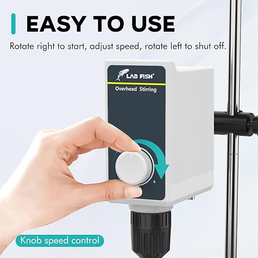 LAB FISH Laboratory Overhead Stirrer Lab Stirrer | Stirring Rod and Stainless Steel Stand | Mixer Adjustable Speed 100-1000RPM Capacity 10L 10000 mPas AC 100-240V