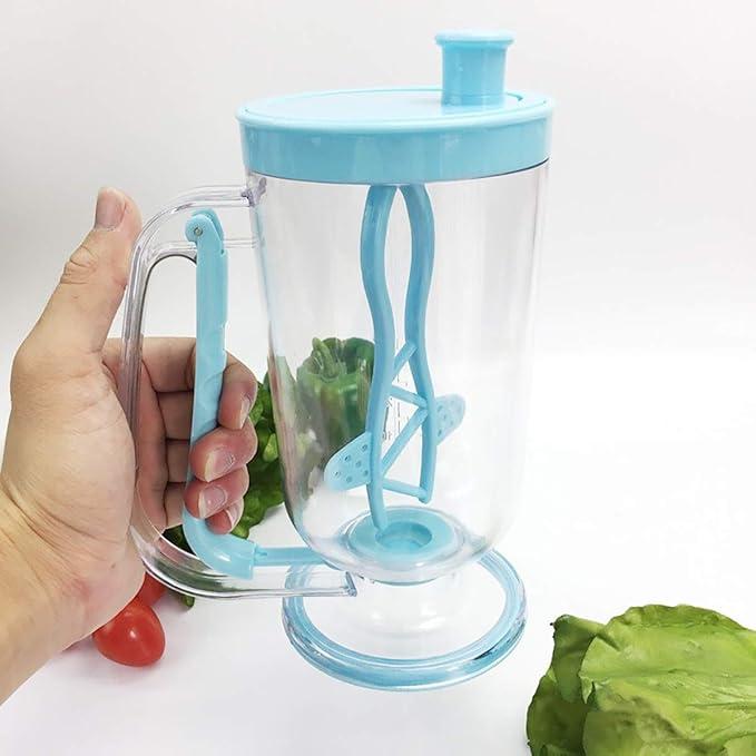 Pancake Batter Dispenser, 2 in 1 Batter Blend Mixer and Dispenser, Batters Dispensers Hand Blender Stirring Mixer Separator, Pancake Baking Cupcakes Waffle Muffin Mix Crepes Cake Maker with Measuring