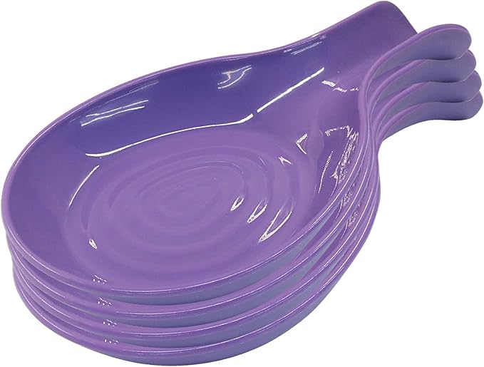 Purple Plastic Spoon Rest Set, Serving Spoon holder for Stove Top, Kitchen Utensil Rack for Tongs, Spatulas(4Pcs)