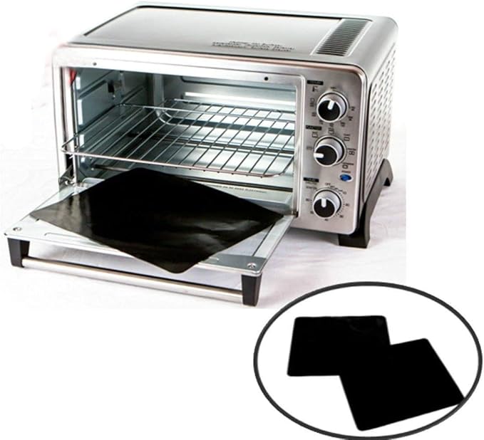 TWO-PACK 100% Non-Stick 11" Toaster Oven Liner. Finally, Prevent Spillovers, Gunk & Odors! Great Teflon Liner for Toaster Ovens, Dishwasher Safe, Best Toaster Oven Accessories
