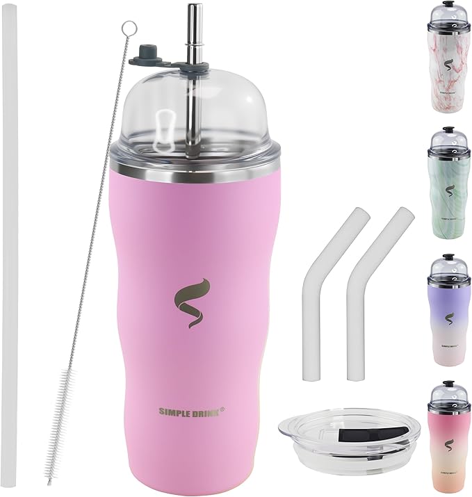 20Oz Insulated Tumbler With Straw And Lid, Stainless Steel Coffee Cup, Double Wall Vacuum Travel Mug,Spill proof Iced Coffee Tumbler, Beach tumbler, Cherry Blossom