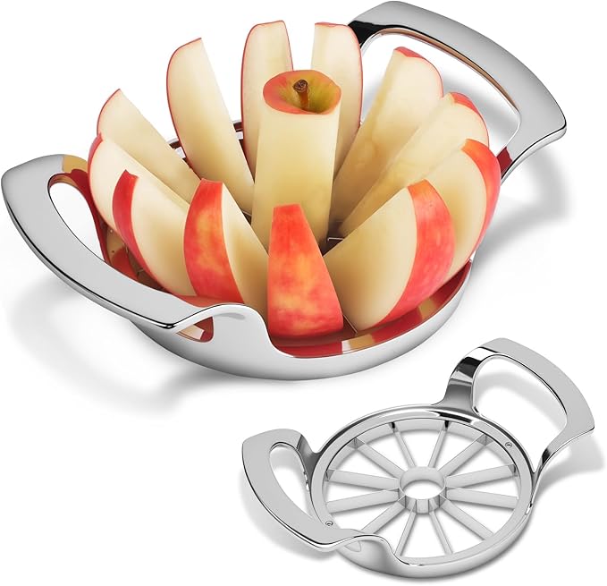 Apple Slicer and Corer, Basic Model with 12 Sharp Stainless Steel Blades - Zinc Alloy Case for Effortless Slicing & Coring