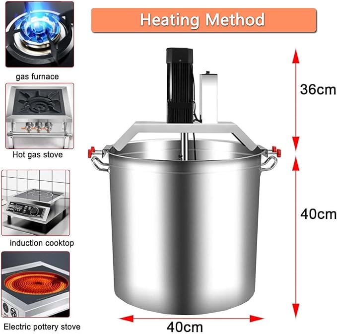 Commercial Food Mixer, 40L 80L Automatic Heating Mixer for Hot Pot Seasoning, Stainless Steel Electric Stirrer with Adjustable Speed for Soup and Sauce Preparation
