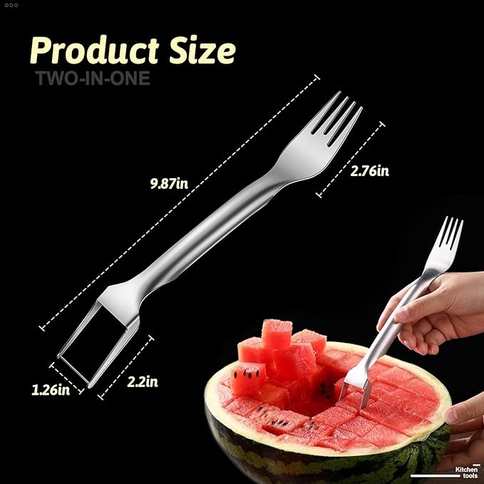 GoHere watermelon cutter 2-in-1 stainless steel fruit watermelon slicer kitchen gadgets watermelon cutter slicer tool (2PCS)