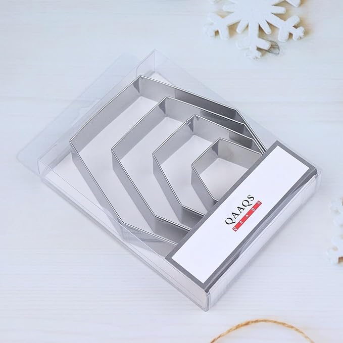 Long Hexagon Cookie Cutters Shapes Set with Assorted Sizes - 5 inch, 4 inch, 3 inch, 2 inch - Geometric Frame Plaque Cookie Cutters Shapes Molds - Stainless Steel
