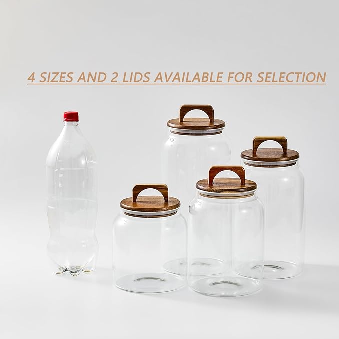 Sweejar Glass Jars for Laundry Room Organization, Half-Gallon Laundry Pods Container, Glass Food Storage Jars with Airtight Lid, 2 Pack, Press Lid