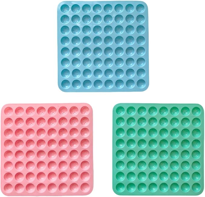 3Pcs Mini Round Silicone Mold,64 Holes Semicircle Mold With Pentagram Heart Pattern Design,Semi Sphere Shaped Mold For Small Half Ball Pellet Chocolate, Gummy Candy, Wax Melts Beads, Ice Balls,Biscuit