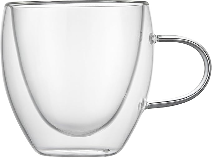 Restaurantware Coffee Cup 12 Pack of 5 oz Insulated Double-Wall with Handle Glass Borosilicate Coffee Cup Espresso Shot Dishwasher Safe For Hot Drinks