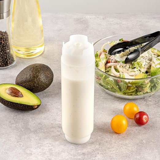 Restaurantware First In First Out 16 Ounce Condiment Squeeze Bottle 6 Refillable Lid FIFO Squeeze Bottle - Precision Dispensing Tip Flexible Clear Plastic Squeeze Bottle For Sauces