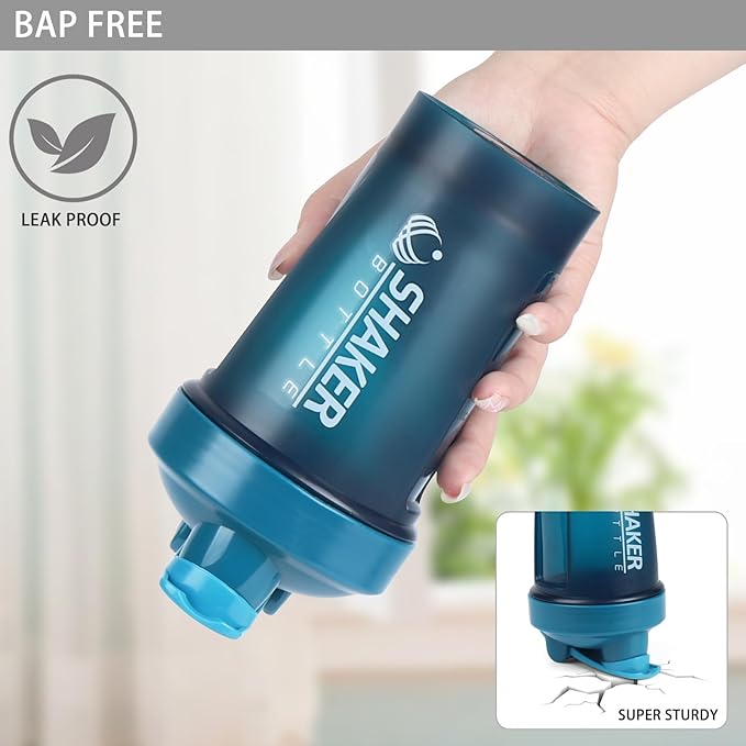 Shaker Bottle,400ml Small Protein Shaker Bottle with Mixing Ball, Portable 14oz GYM Shakes Cup for Workout,BPA free, 100% Leak Proof,Dishwasher Safe（Blue）