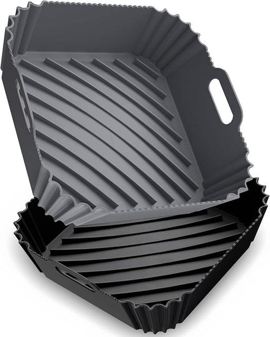 Air Fryer Silicone Liners 2 Pack, Reusable Square Air fryer Basket Liners, 4-6Qt Silicone Baking Tray for Instant Air fryer, Oven Microwave Pot Accessories, Food Grade Kitchen Gadgets