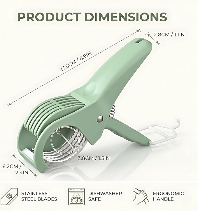Banana Slicer,Strawberry Slicer,Grape Cutter,Multi-Functional Fruit Slicer,Cucumber Slicer,All-In-One Kitchen Gadget For Fruits & Vegetables Banana Sausages,Cucumbers,Strawberries,Grape(Green)