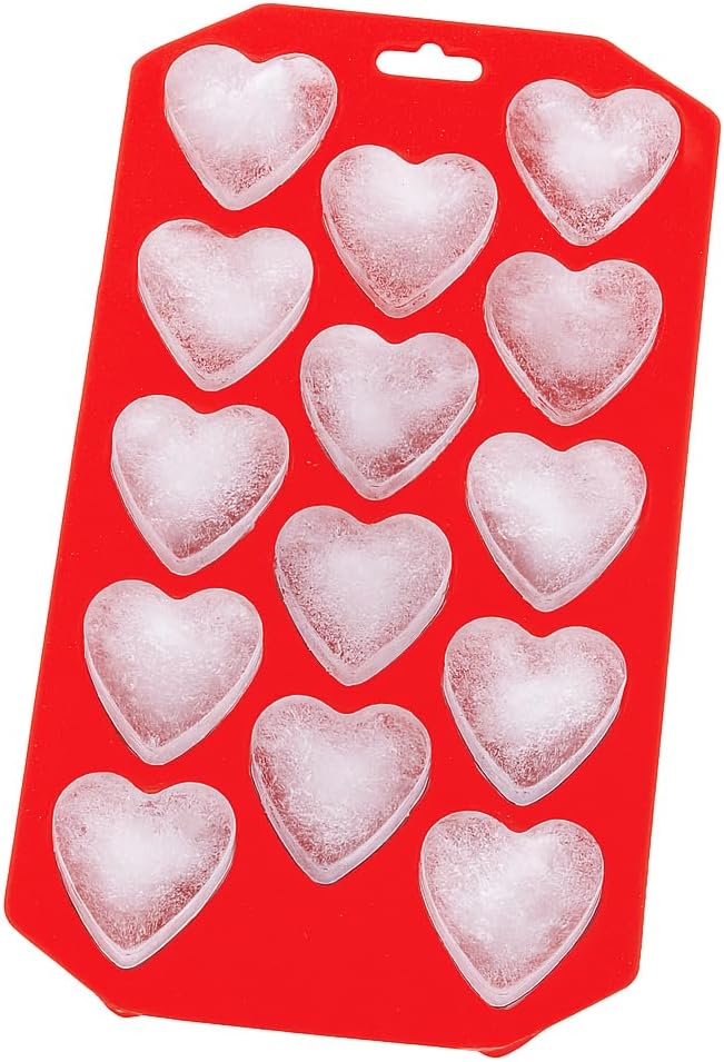HIC Kitchen Silicone Heart Ice Tray, Non-Stick, Set of 2, Each Tray Makes 14 Hearts