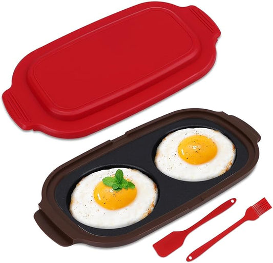 Microwave Egg Cooker Quick-Heat Microwave Egg Poacher Cooker & Fryer for Breakfast Sandwiches Save Time,Portable for Home,Travel(COLOR:red)