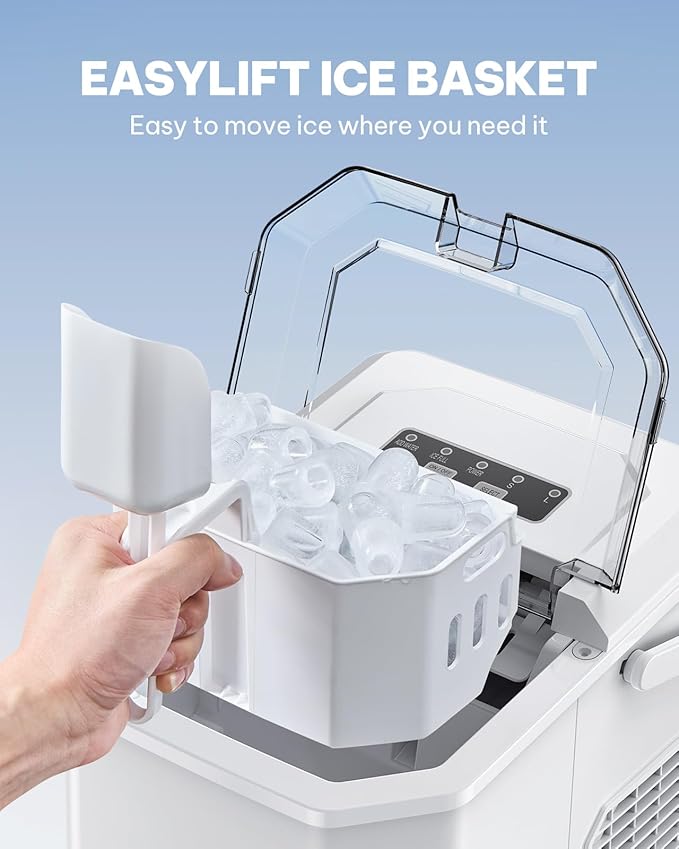 Silonn Ice Maker Countertop,Self-Cleaning Ice Makers with Basket and Scoop,9 Cubes in 6 Mins, 26 lbs per Day, Ideal for Home,Kitchen,Camping,RV,White
