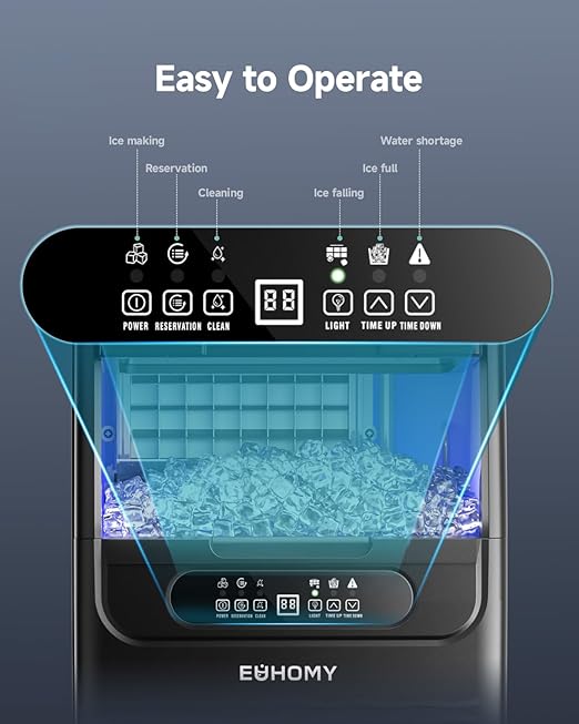 EUHOMY Commercial Ice Maker Machine,70lbs/24H,36 Ice Cubes in 8-12 Mins,Under Counter Ice Maker with Water Filter,12lbs Storage Capacity,Freestanding Ice Machine for Home/Bar/Cafe/Restaurant