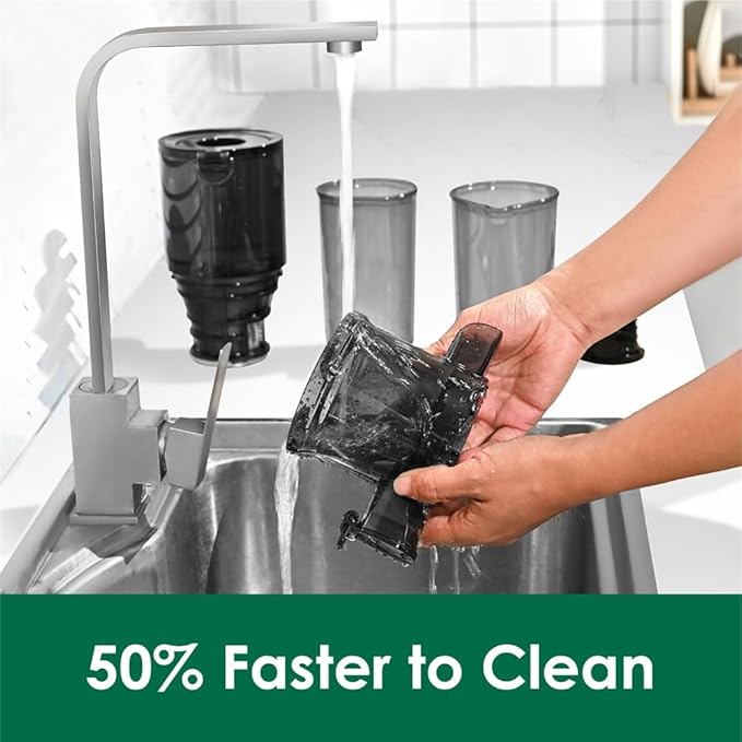 Cold Press Juicer Machines,Fretta Nifty Slow Masticating Juicer Machines with PCTG Material from the USA,Fit Whole Fruits & Vegetables-Easy to Clean,High Juice Yield,BPA Free (Ink-black)