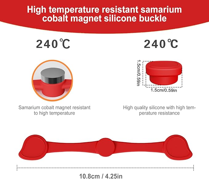 Air Fryer Magnets Silicone Buckle for Parchment Paper Liners, High-Temp Resistant Air Fryer Accessories, Safely Lock Paper from Heating Element or Covering Food, Prevent Burning (Red)