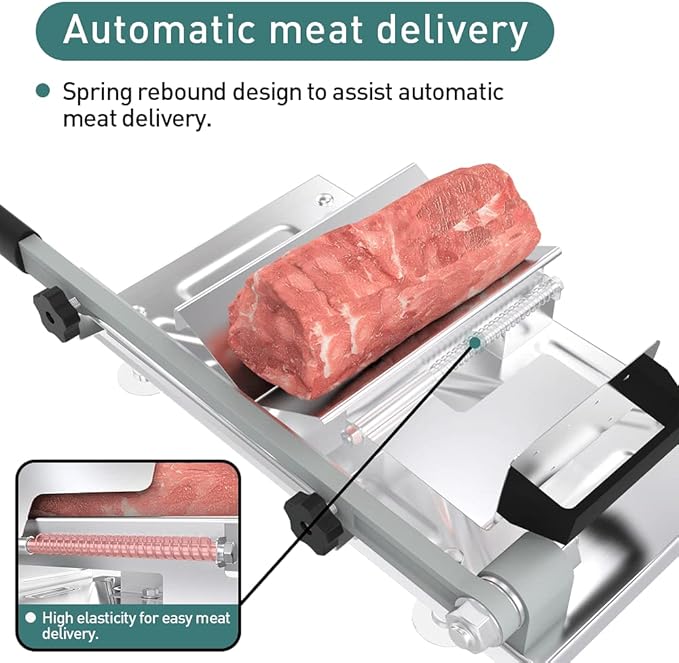 Stainless Steel Food Slicer,Manual Frozen Meat Slicer Beef and Mutton Roll Meat Cleavers Machine for Home Cooking of BBQ Hot Pot