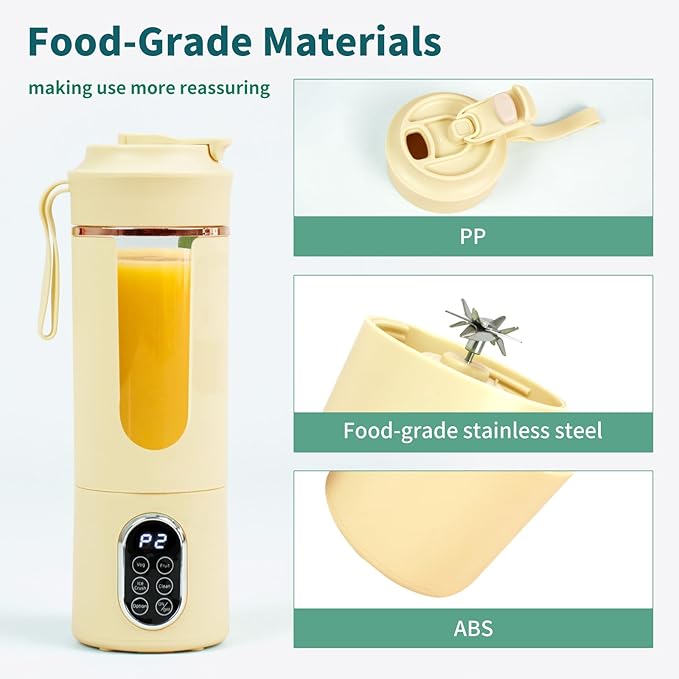 530ML Portable Blender,Mini Portable Electric USB Juicer,Small Personal Blender for Smoothies and Shakes,With Automatic Cleaning Function,Multi-Purpose and Easy To Use(beige)