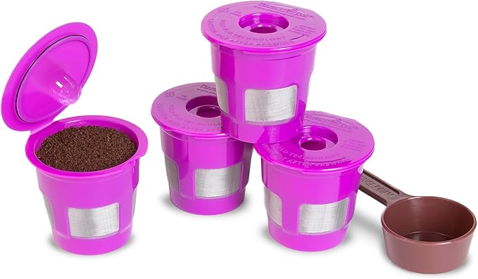 Cafe Fill 4-Pack 1-Stream Reusable Refillable Coffee Pod Filter Capsules Plus Coffee Scoop by Perfect Pod - Compatible with Keurig and Select Single Serve Coffee Makers, Replacement for K Cups