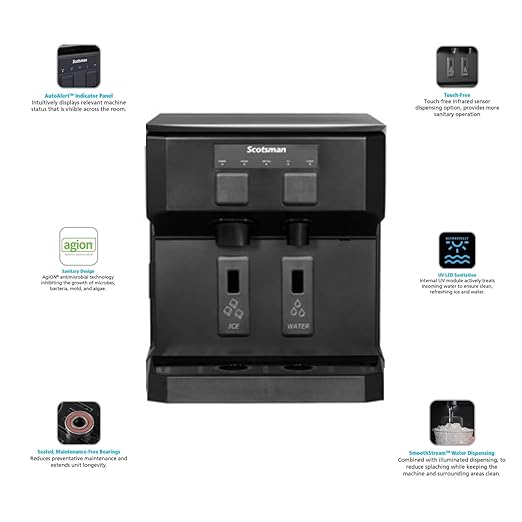 Scotsman HID207AX-1 Meridian Touch-Free Compact Countertop Nugget Ice & Water Dispenser, Air Cooled - Up to 196 lb. Production, 7 lb. Storage (115v/60hz/1ph)
