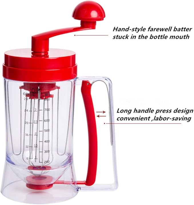 Pancake & Cupcake Mixer and Batter Dispenser Perfect Baking Tool Bakeware Maker with Measuring Label
