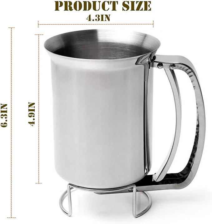 Stainless Steel Pancake Batter Dispenser, Batter Dispenser with Squeeze Handle, Professional Pancake Dispenser for Pancakes, Cupcakes, Muffins and Waffles (800ml)