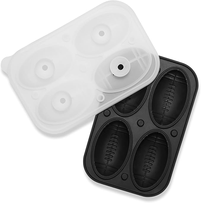 ACOOKEE Silicone Football Ice Cube Mold Fun Shapes, Novelty Football Gifts, 2.2" Large Craft Round Sphere Ice Ball Molds For Game Day, Whiskey, Cocktails, Bourbon, Super Bowl