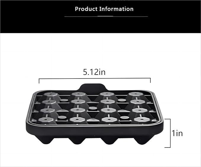 Tiny Diamond Ice Molds 2 Pack, Small Diamond-Shaped Silicone Ice Cube Trays 16 Cubes Per Tray, Easy Release, BPA-Free Mini Ice Cube Trays with Lid