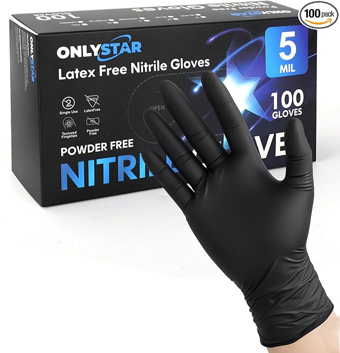 Food Safe Gloves, 5 Mil 100Pcs Nitrile Gloves XL Disposable - Latex & Powder Free, Textured, Ambidextrous Fit, Food Prep Gloves for Cooking, Tattoo, Mechanic, Household Cleaning