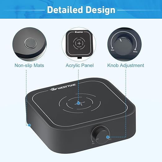 Rechargeable Magnetic Stirrer 3000rpm stir Plate with Stir Bar, Mini Magnetic Mixer Stirrer Max Stirring Capacity 3000mL, Brushless DC Motor (No Heating)