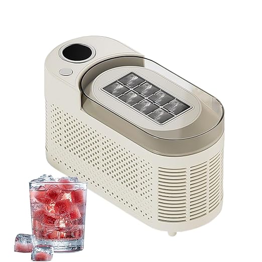 YUEWO Portable Countertop Mini Ice Maker - Ice Machine for Home, Office, Camping, Car | 10-15 Mins Fast Ice Making, 8 Cubes/Batch, 16.9oz Capacity, Ultra-Quiet 48dB, Food-Grade Safe (White)