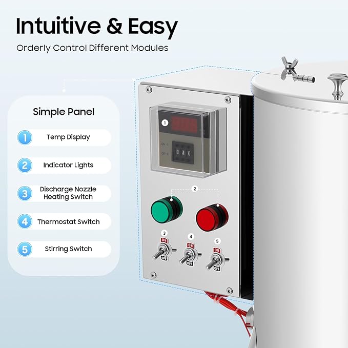 15L/4Gal Commercial Automatic Heating Stirring Mixing Filling Machine, 110v 1500w Lipstick Filling Machine for Dissolving and Filling Lipsticks, Candles, Vaseline, Oils