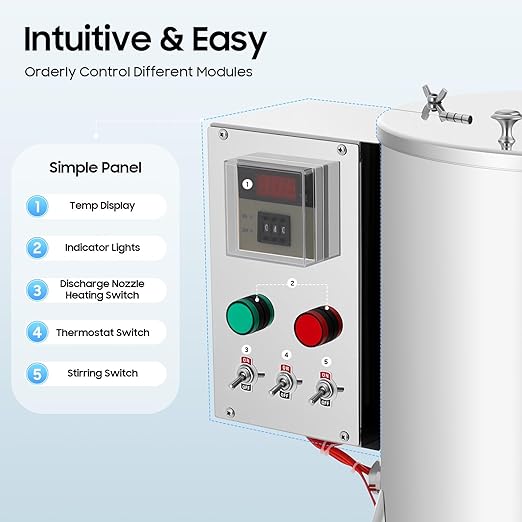 Heating Mixing Filling Machine, 15L 120W 110V Stainless Steel Lipstick Candle Heat Filler Tirring Tank Lipstick Liquid Paste Filler w/Stirrer for Dissolving Shoe Polish Ointment Petroleum