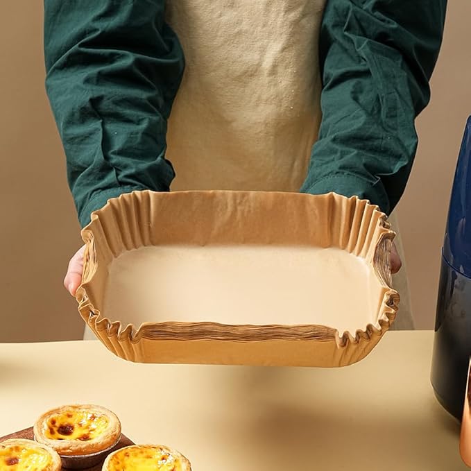 Air Fryer Liners Disposable Rectangular.Virgin Pulp Parchment Paper for 4qt-6qt Air Fryer.Food Grade,Non-stick, Oil-proof & Heat Resistant for Baking,Microwave,Cooking & Deep Fryer Accessories (50)