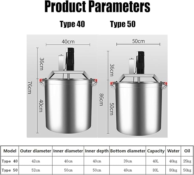 Stainless Steel Automatic Food Mixer 40L/80L, Commercial Mixer & Hot Pot Seasoning Bottom Sauce Stirrer w/ 4-Blade Scraper for Jam, Soup, Filling, Chili Sauce, Garlic Sauce & Porridge