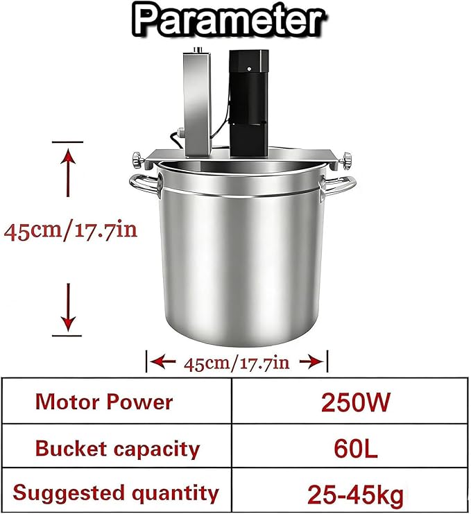 Automatic Food Mixer 20l/25l/40l/60l/85l, Electric Pot Stirrer with Mixing Shaft and Steady Scraper,Automatic Cooking Machine, Hot Pot Seasoning Bottom Soup Sauce Stirrer Frying Machine 60l