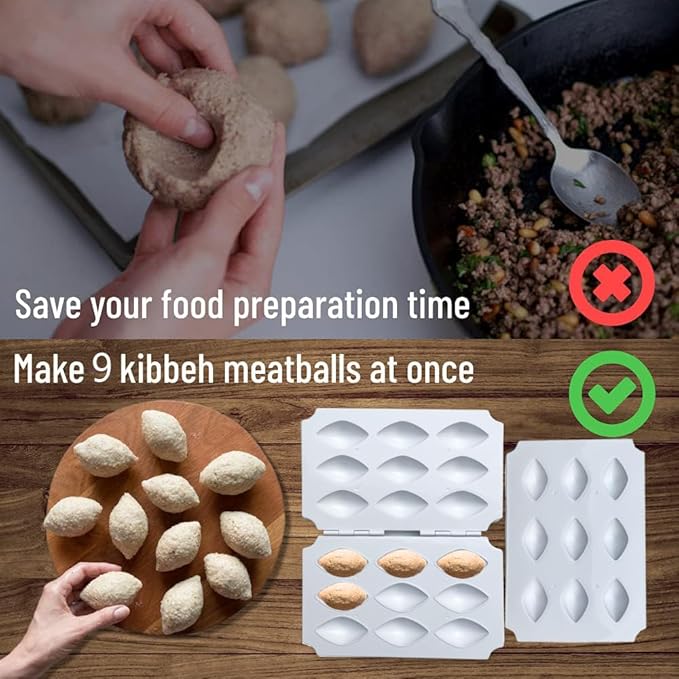 Kibbeh Rolls Maker Mold 9 Grids 7cm/2.75inch Meatball Mold Tool