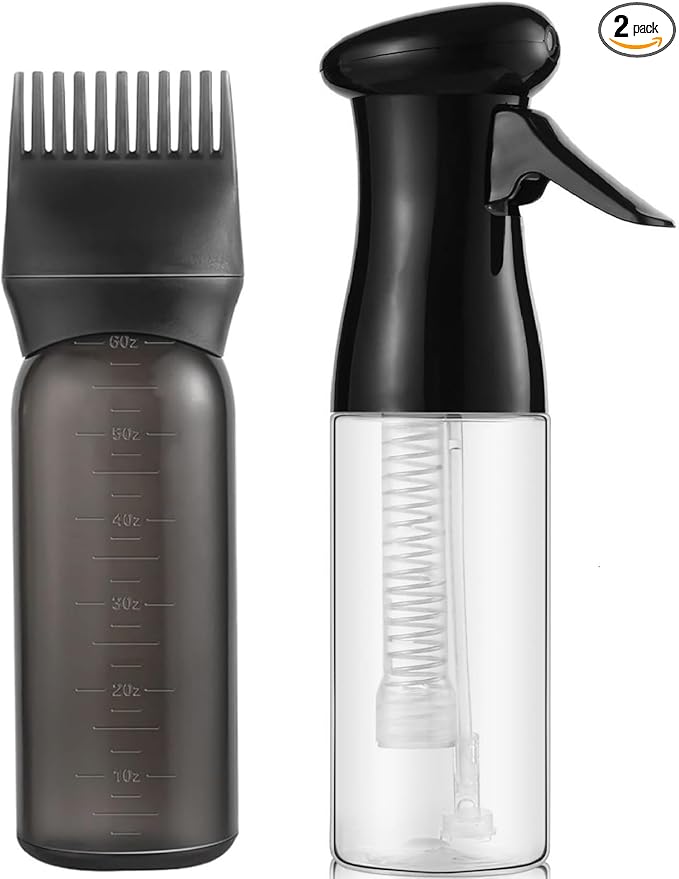 Zicotour Continuous Hair Spray Bottle and Root Comb Applicator Bottle Hair Oil Applicator Water Mister for Hairstyling