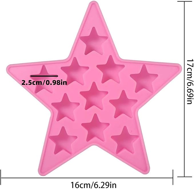 Five Star Shaped Cool Silicone Ice Cube Tray Freeze Mold Maker Tools Pentagram Ice Trays Club Bar Party for Cake, Candy, Chocolate, Gummy, Ice, Crayons, Jelly (Pink)