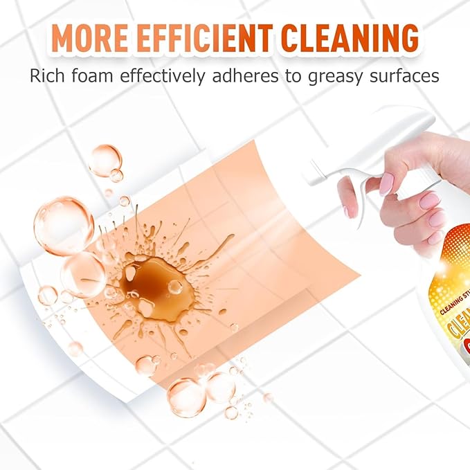Heavy Oil Cleaner Stain, Clean Up Kitchen Oil Stains, 2025 New Heavy-Duty Kitchen Degreaser Foam Cleaner, Clean Kitchens Oils Stains Spray, Multi functiona Foam Cleaner Spray (2 pcs)