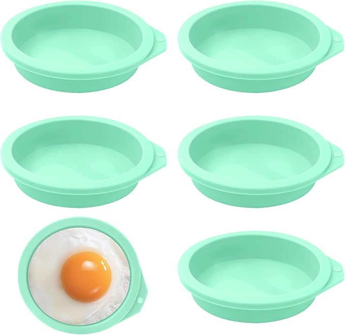 6 Pcs Air Fryer Egg Molds, Egg Silicone Bites Molds for Muffin Lids, Toast, Non-Stick Air Fryer Accessories(Green)