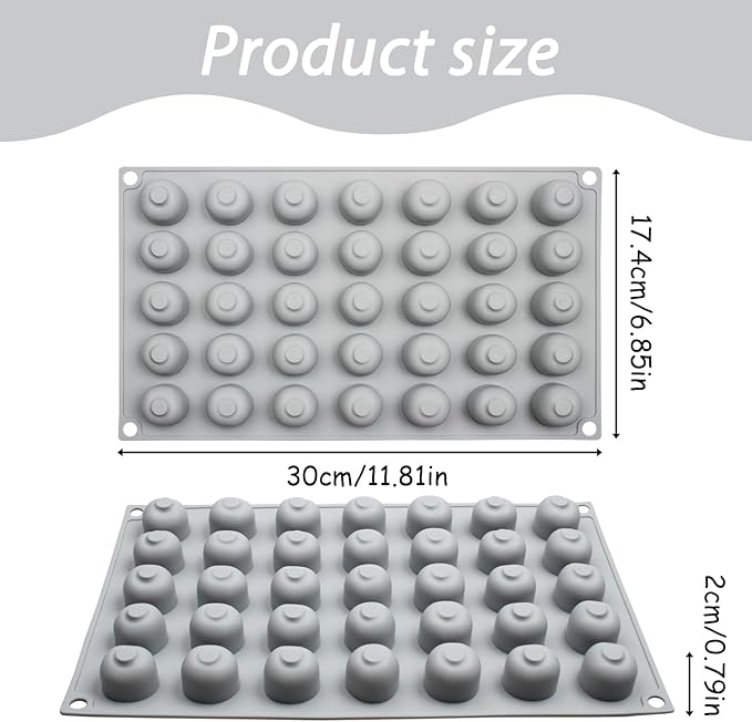 Silicone Cherry Molds, 35-Cavity 3D Cherry Chocolate Baking Tray for Mousse Cake Candy Pastry Jelly Ice Cube Truffle Cookie, Grey, 11.8 x 6.8 x 0.7 inches