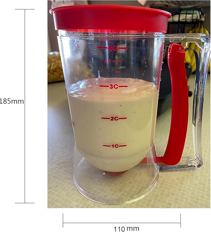 Batter Dispenser with Squeeze Handle For Cupcake, Waffle, Pastry, Pancake, Cookie, Cake, Batter Cream Separator Cup Measuring Baking Tool